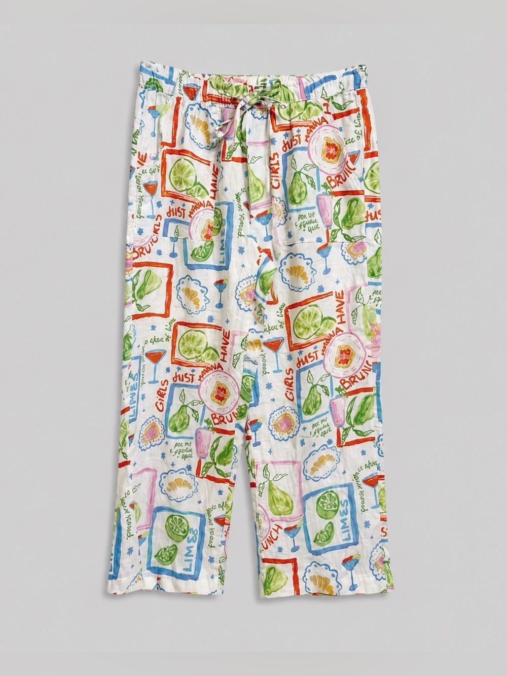 Cynthia Rowley 100% Linen Wide Leg Brunch Print Pants Size Medium NWOT Coastal - Picture 2 of 5